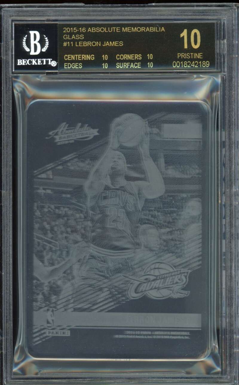 LeBron James Card 2015-16 Absolute Memorabilia Glass (PRISTINE BLACK) #11 BGS 10 Image 1