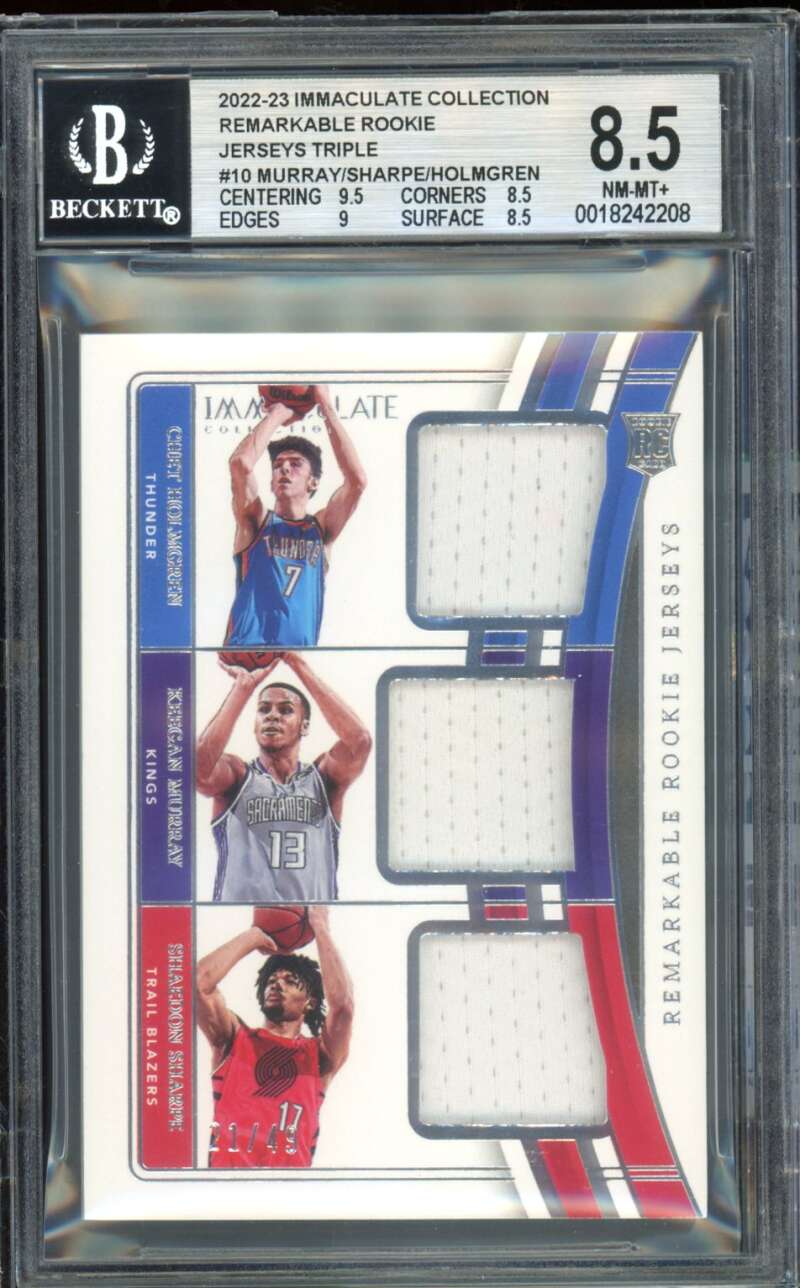 Murray/Sharpe/Chet Holmgren Rookie 2022-23 Immaculate Collection #10 BGS 8.5 Image 1