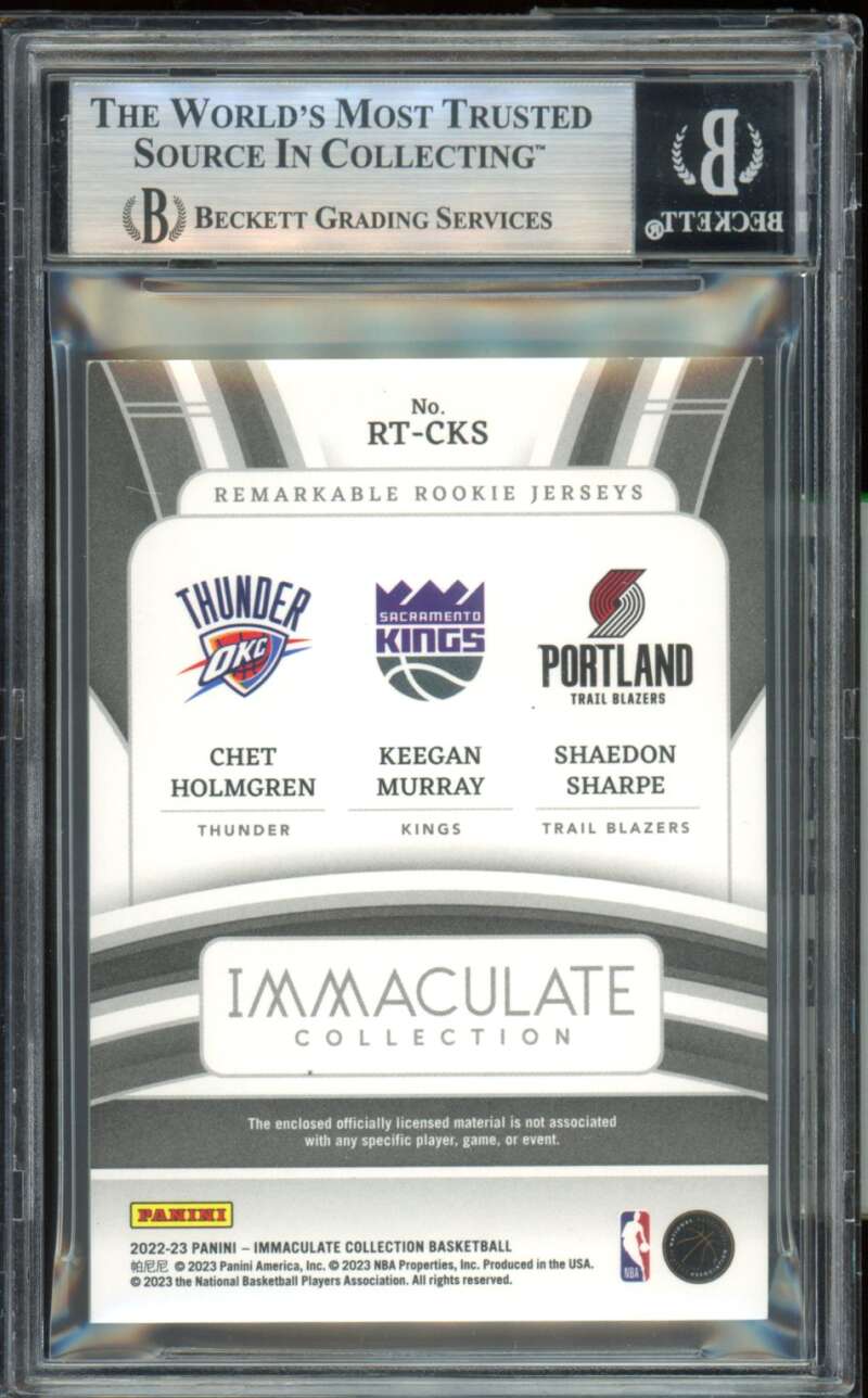 Murray/Sharpe/Chet Holmgren Rookie 2022-23 Immaculate Collection #10 BGS 8.5 Image 2