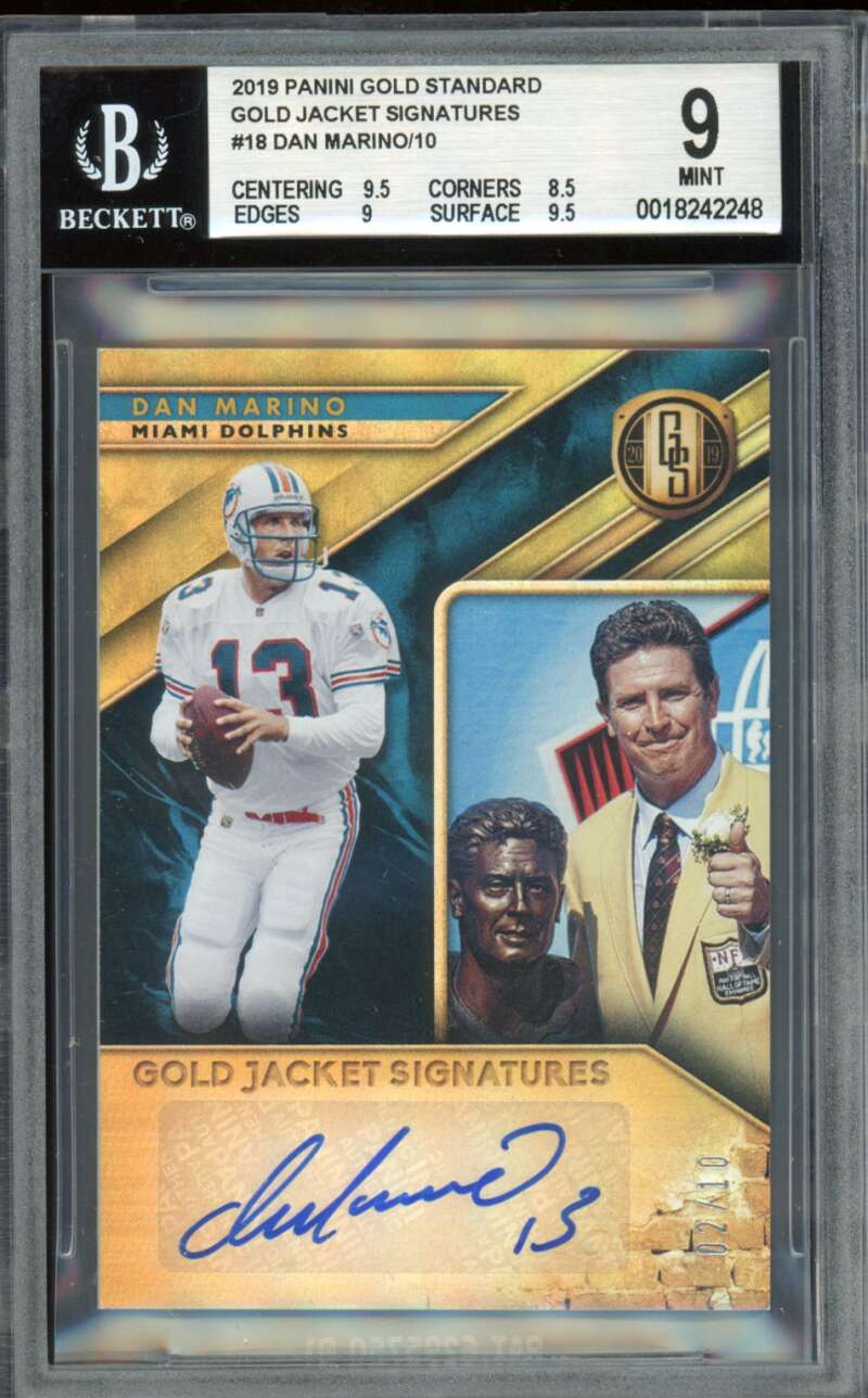 Dan Marino 2019 Panini Gold Standard Jacket Signatures (pop 1) (2/10) #18 BGS 9 Image 1