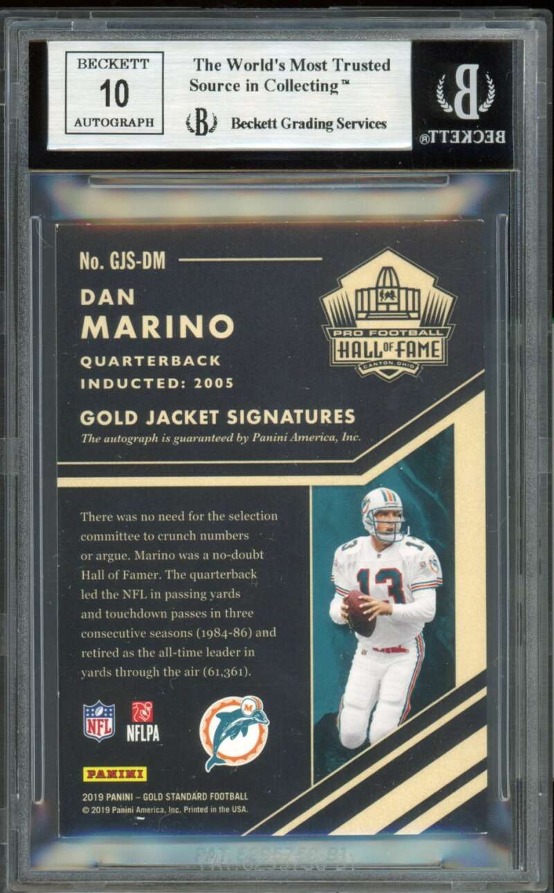 Dan Marino 2019 Panini Gold Standard Jacket Signatures (pop 1) (2/10) #18 BGS 9 Image 2