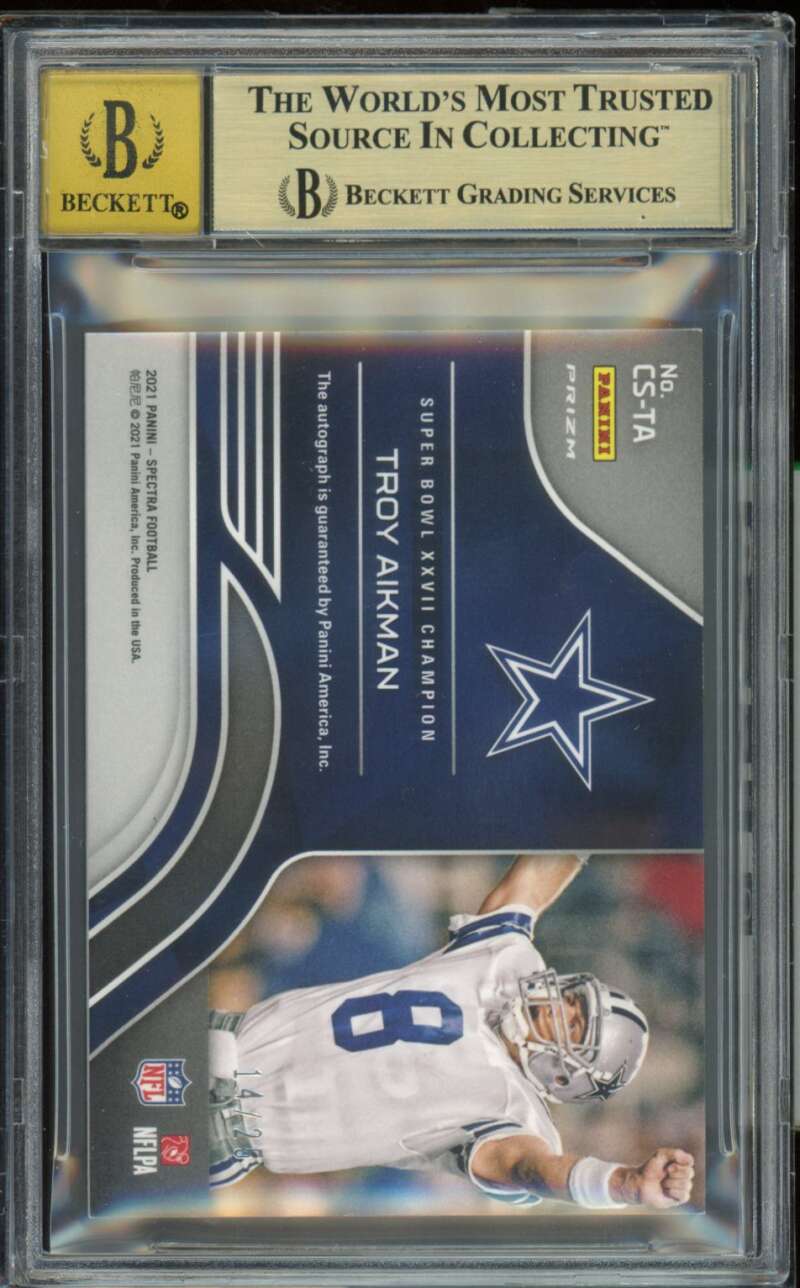 Troy Aikman 2021 Panini Spectra Champion Signatures (pop 1) (14/25) #28 BGS 9.5 Image 2
