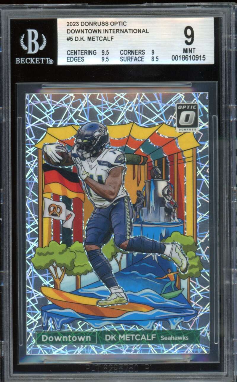D.K. Metcalf Card 2023 Donruss Optic Downtown International (pop 2) #5 BGS 9 Image 1