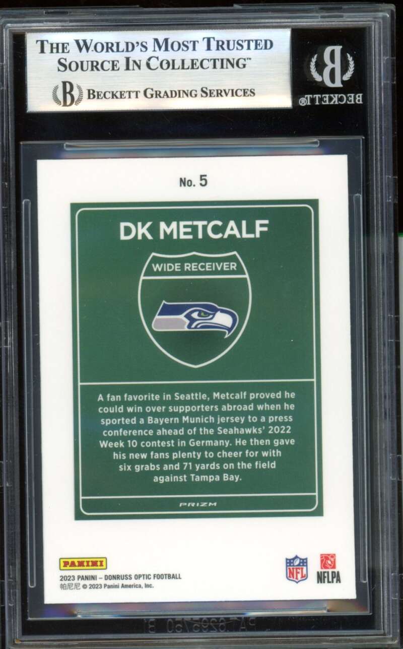 D.K. Metcalf Card 2023 Donruss Optic Downtown International (pop 2) #5 BGS 9 Image 2