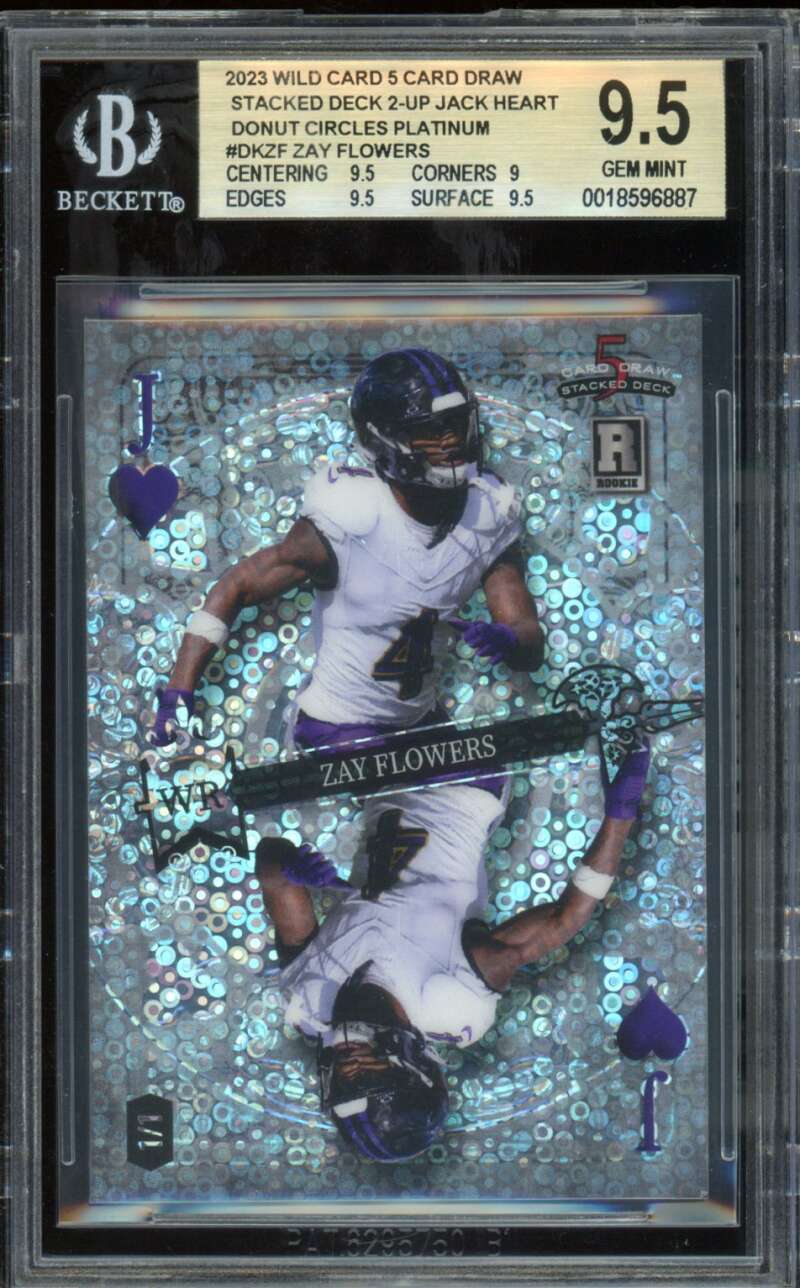 Zay Flowers Rookie 2023 Wild Card Donut Circles Platinum (1/1) #Dkzf BGS 9.5 Image 1