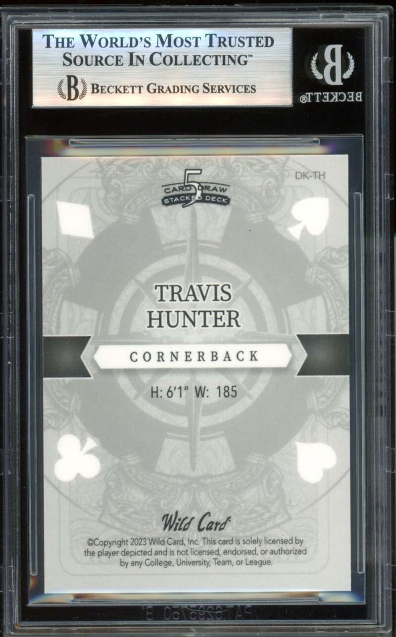 Travis Hunter Rookie 2023 Wild Card Diagonal Shimmer Pink (1/1) #Dkth BGS 7.5 Image 2