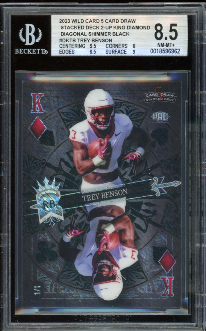 Trey Benson Rookie 2023 Wild Card Diagonal Shimmer Black (1/1) #Dktb BGS 8.5 Image 1