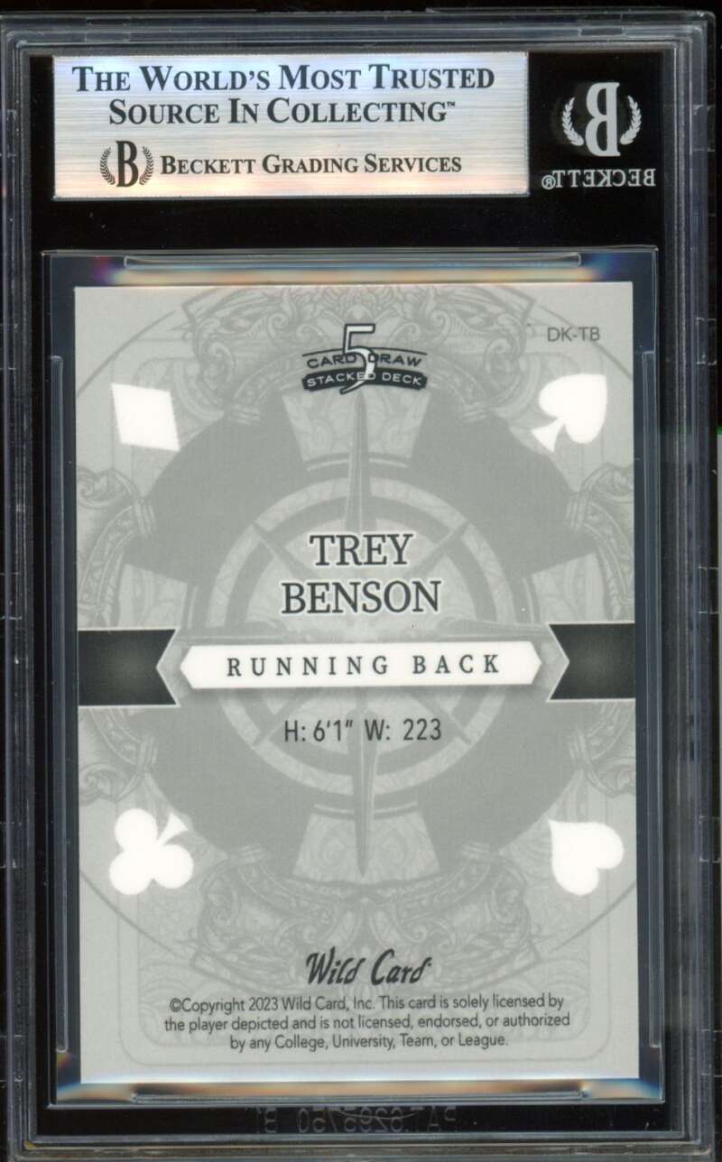 Trey Benson Rookie 2023 Wild Card Diagonal Shimmer Black (1/1) #Dktb BGS 8.5 Image 2
