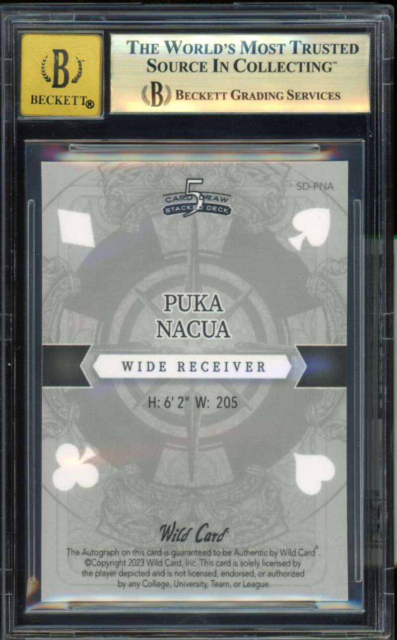 Puka Nacua Rookie Card 2023 Wild Card Rainbow Foil Auto (1/1) #Sdpna BGS 9.5 Image 2