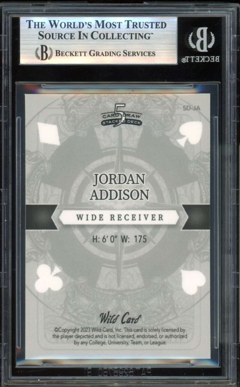 Jordan Addison Rookie Card 2023 Wild Card Mosaics Black (1/1) #Sdja BGS 9 Image 2