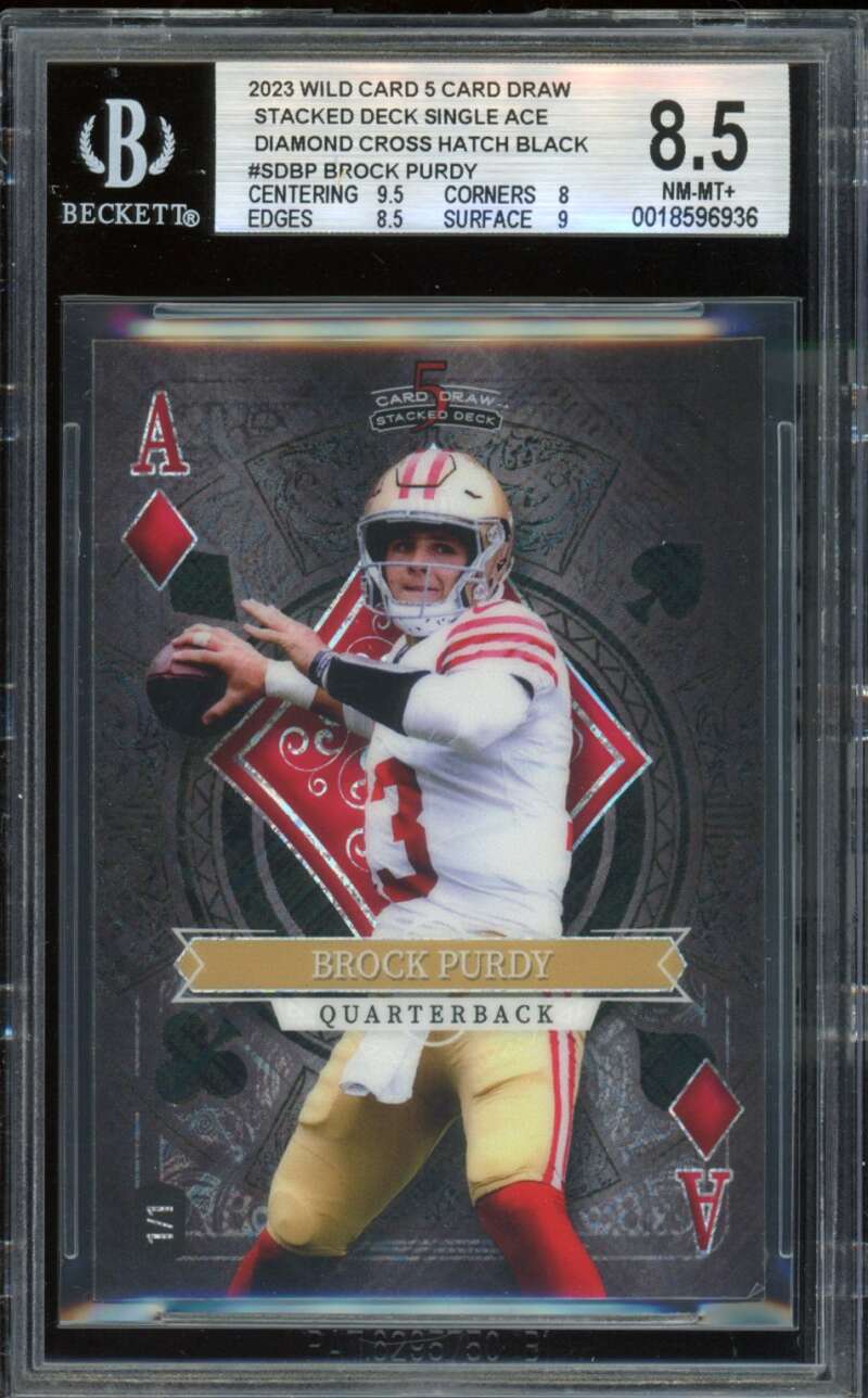 Brock Purdy Card 2023 Wild Card Diamond Cross Hatch Black (1/1) #Sdbp BGS 8.5 Image 1