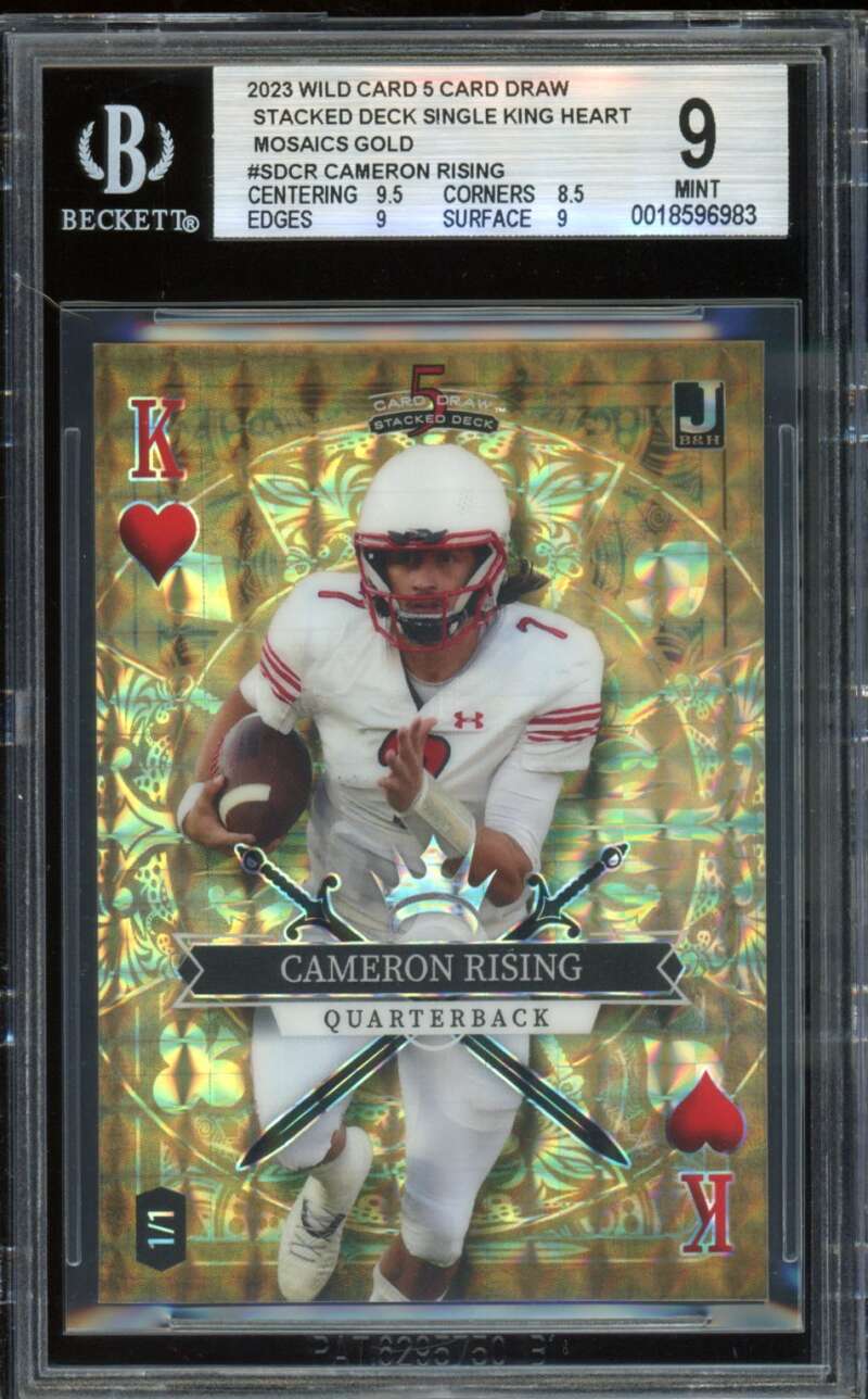 Cameron Rising Rookie Card 2023 Wild Card Mosaic Gold (1/1) #SDCR BGS 9 Image 1