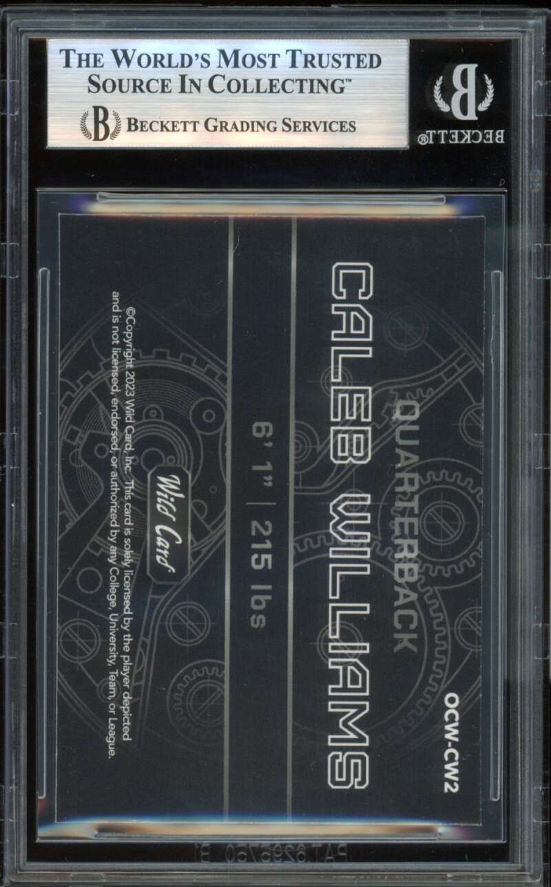 Caleb Williams Rookie Card 2023 Wild Card Blue Rainbow Foil Blue #OCWCW2 BGS 9 Image 2