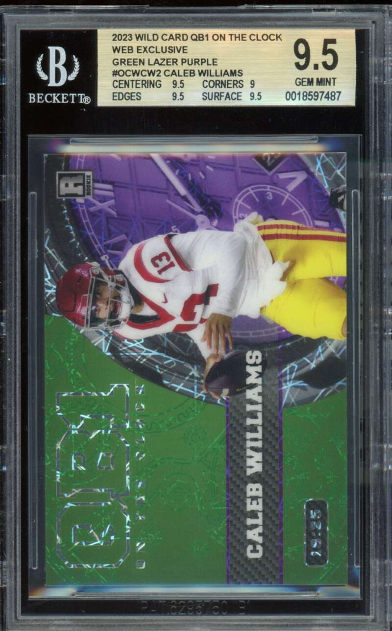 Caleb Williams Rookie 2023 Wild Card Green Lazer Purple (19/25) #Ocwcw2 BGS 9.5 Image 1