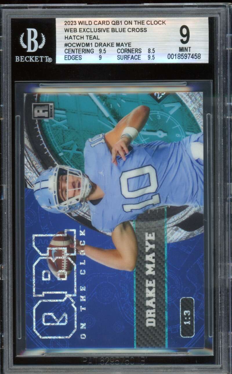 Drake Maye Rookie Card 2023 Wild Card Hatch Teal (1/3) Qb1 #Ocwdm1 BGS 9 Image 1