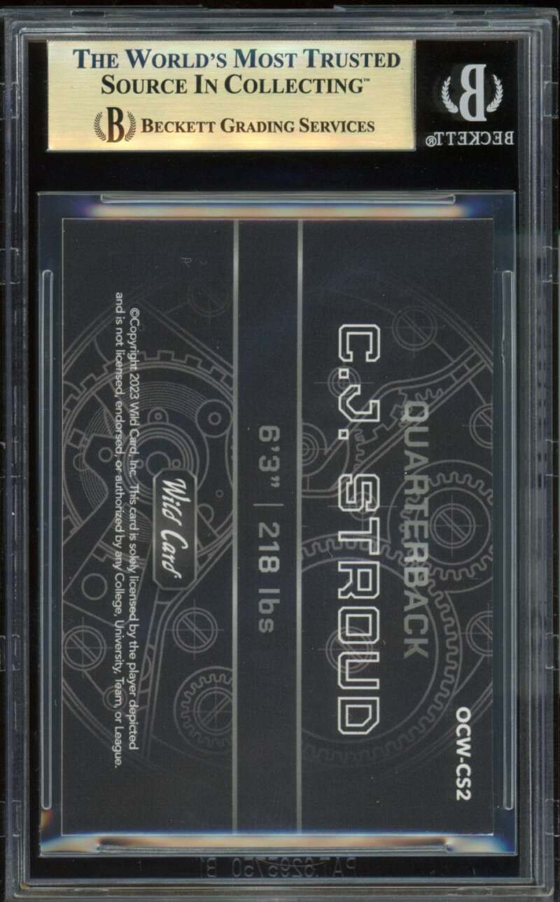 CJ Stroud Card 2023 Wild Card Hatch Platinum ((1/1) #OCWCS2 BGS 9.5 Image 2