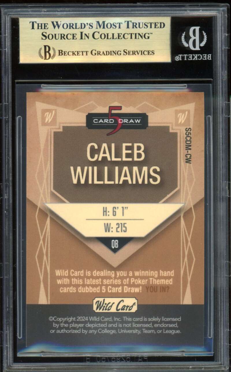 Caleb Williams Rookie Card 2024 Wild Card Blue Foil Pink Dark #S5Cdmcw BGS 9.5 Image 2