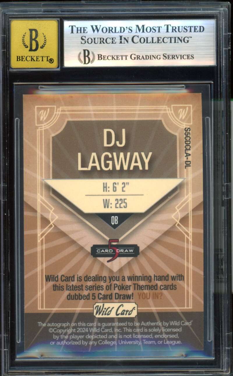 DJ Lagway Rookie 2024 Wild Card Autographs Rainbow Foil (1/1) #S5Cdcladl BGS 9 Image 2