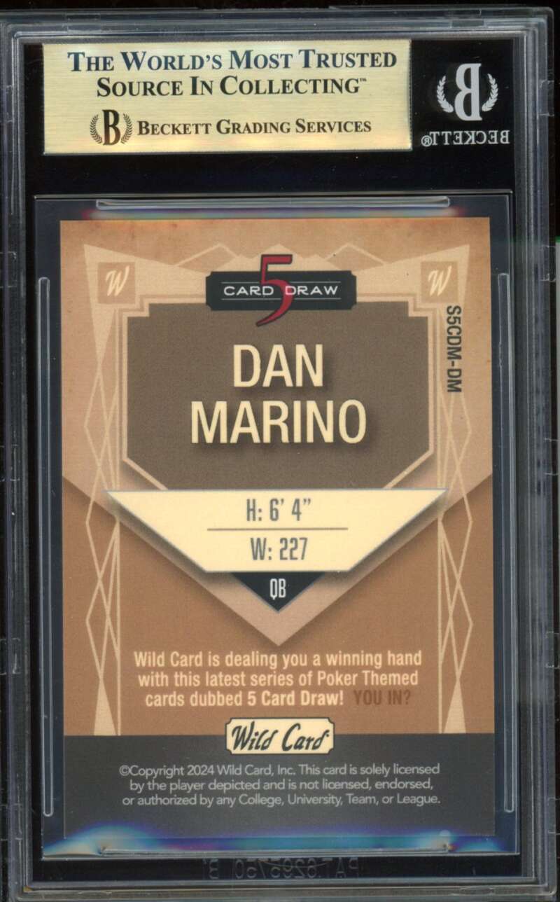 Dan Marino Card 2024 Wild Card Gold Foil Blue Dark #S5Cdmdm BGS 9.5 Image 2