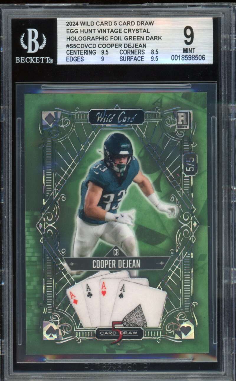 Cooper Dejean Rookie 2024 Wild Card Holographic Foil Green Dark (5/5) #S5 BGS 9 Image 1
