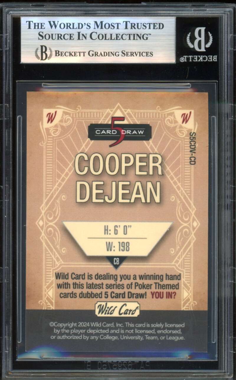 Cooper Dejean Rookie 2024 Wild Card Holographic Foil Green Dark (5/5) #S5 BGS 9 Image 2
