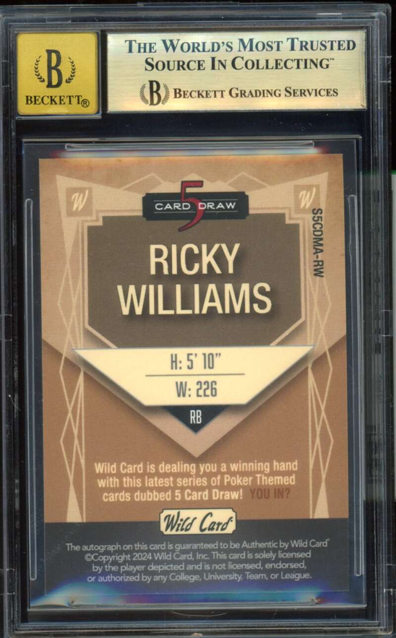 Ricky Williams 2024 Wild Card Auto Rainbow Foil Tye Dye (1/1) #S5Cdmarw BGS 9.5 Image 2