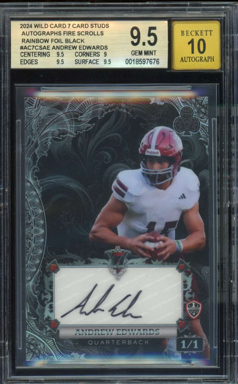 Andrew Edwards Rookie 2024 Wild Card Auto Rainbow Foil Black (1/1) #7 BGS 9.5 Image 1