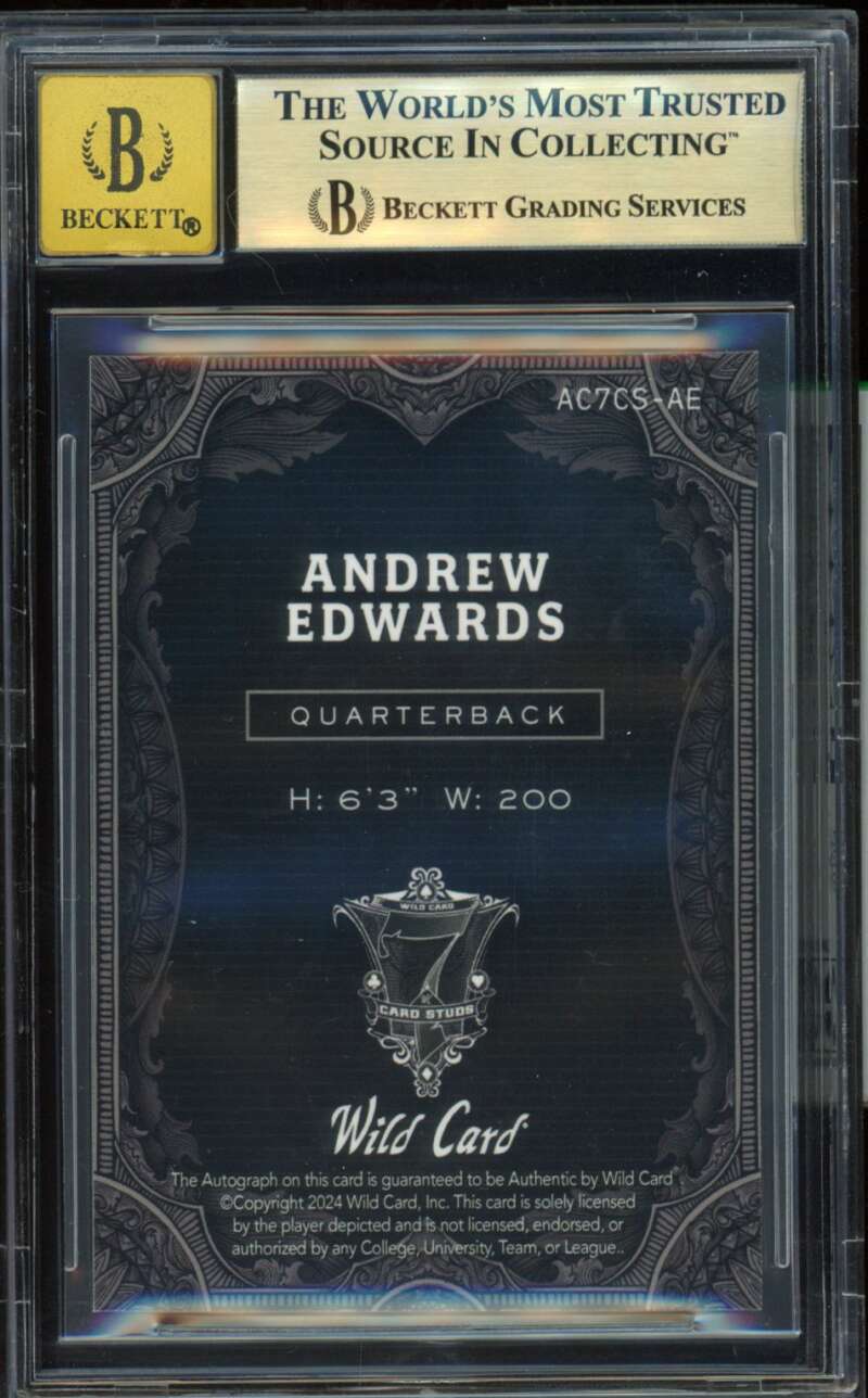 Andrew Edwards Rookie 2024 Wild Card Auto Rainbow Foil Black (1/1) #7 BGS 9.5 Image 2