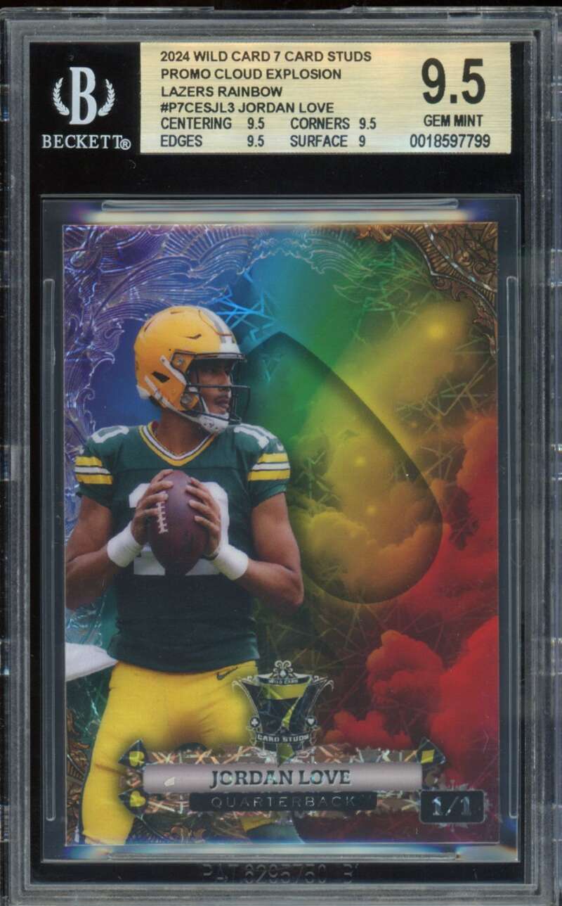 Jordan Love Card 2024 Wild Card Lazers Rainbow (1/1) #P7Cesjl3 BGS 9.5 Image 1