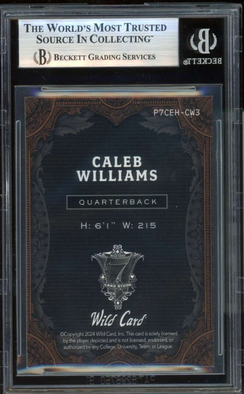 Caleb Williams Rookie Card 2024 Wild Card Lazers Black (1/1) #P7Cehcw3 BGS 9 Image 2