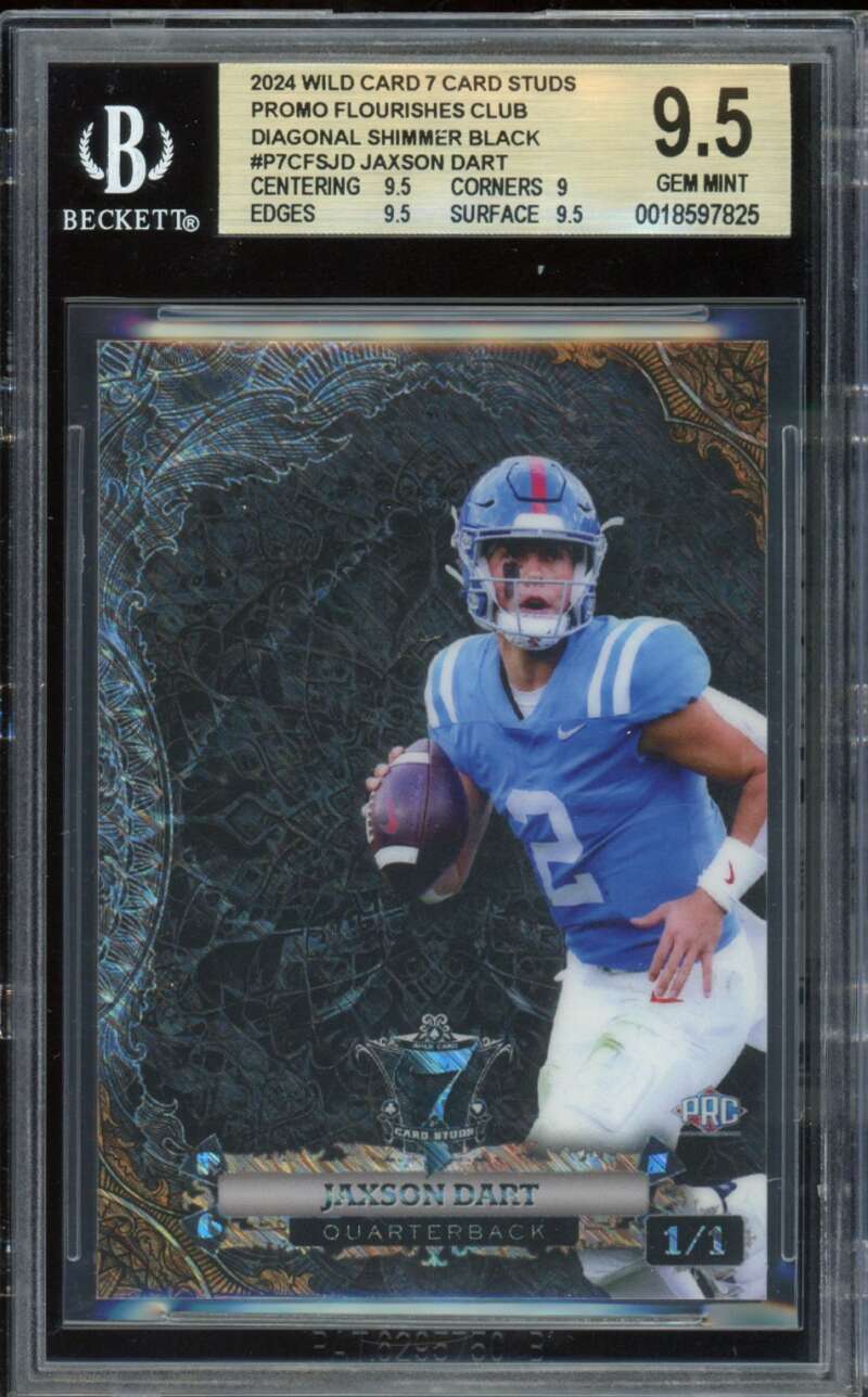 Jaxson Dart Rookie 2024 Wild Card Diagonal Shimmer Black (1/1) #P7Cfsjd BGS 9.5 Image 1
