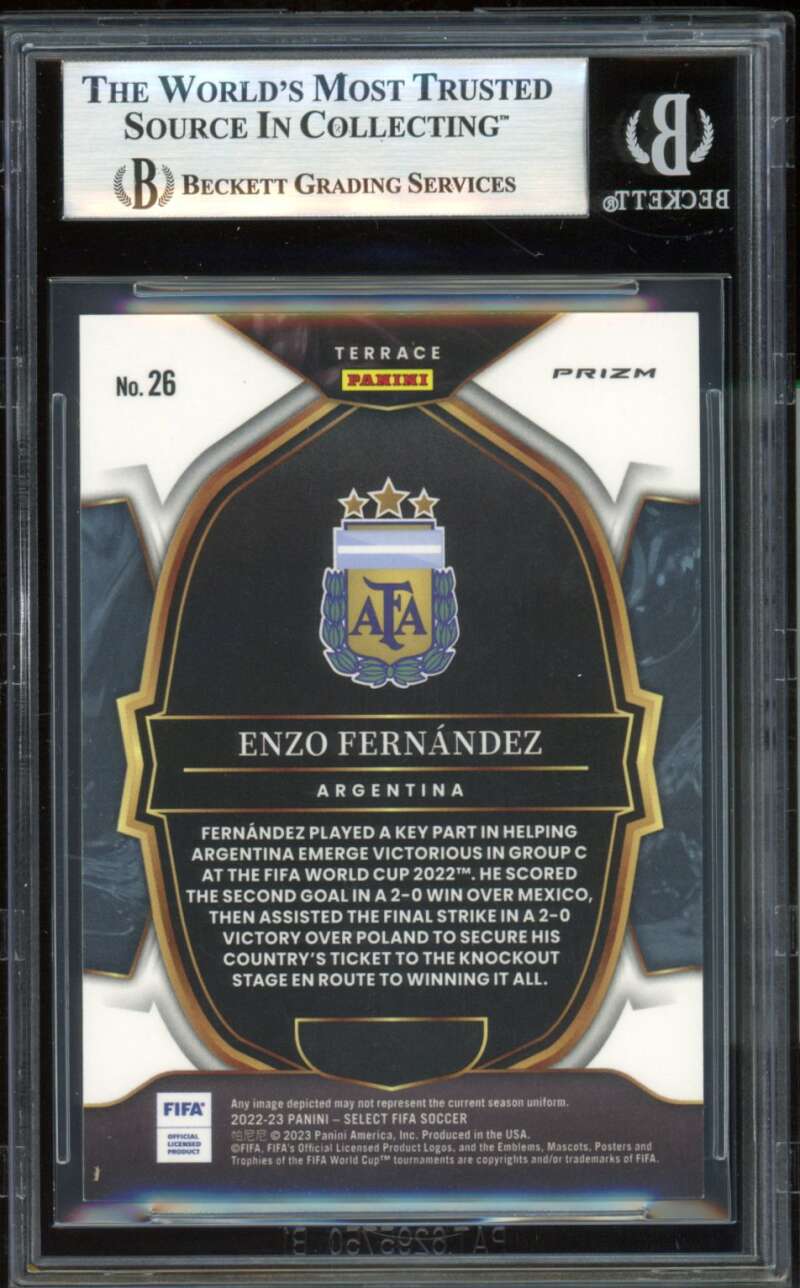 Enzo Fernandez Rookie Card 2022-23 Select Fifa Gold (pop 1) #26 BGS 9 Image 2