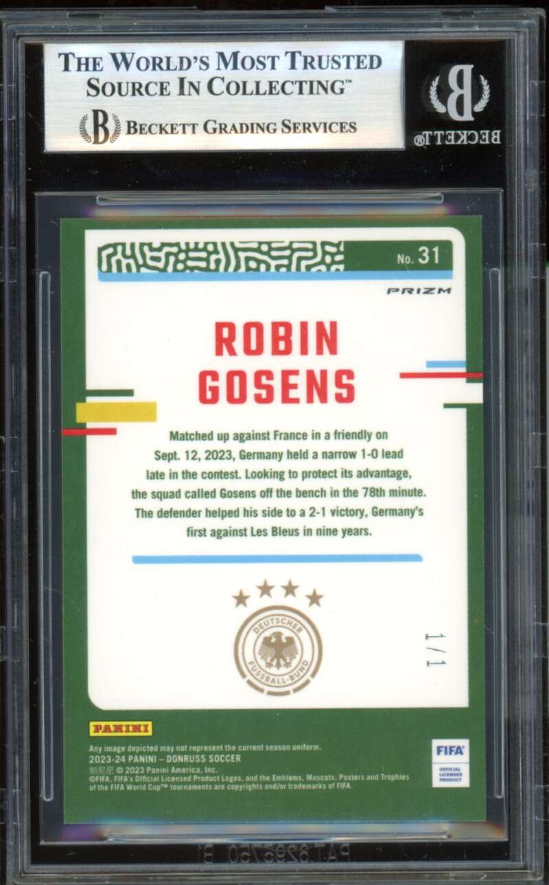 Robin Gosens Card 2023-24 Donruss Optic Black Pandora (1/1) #31 BGS 7.5 Image 2