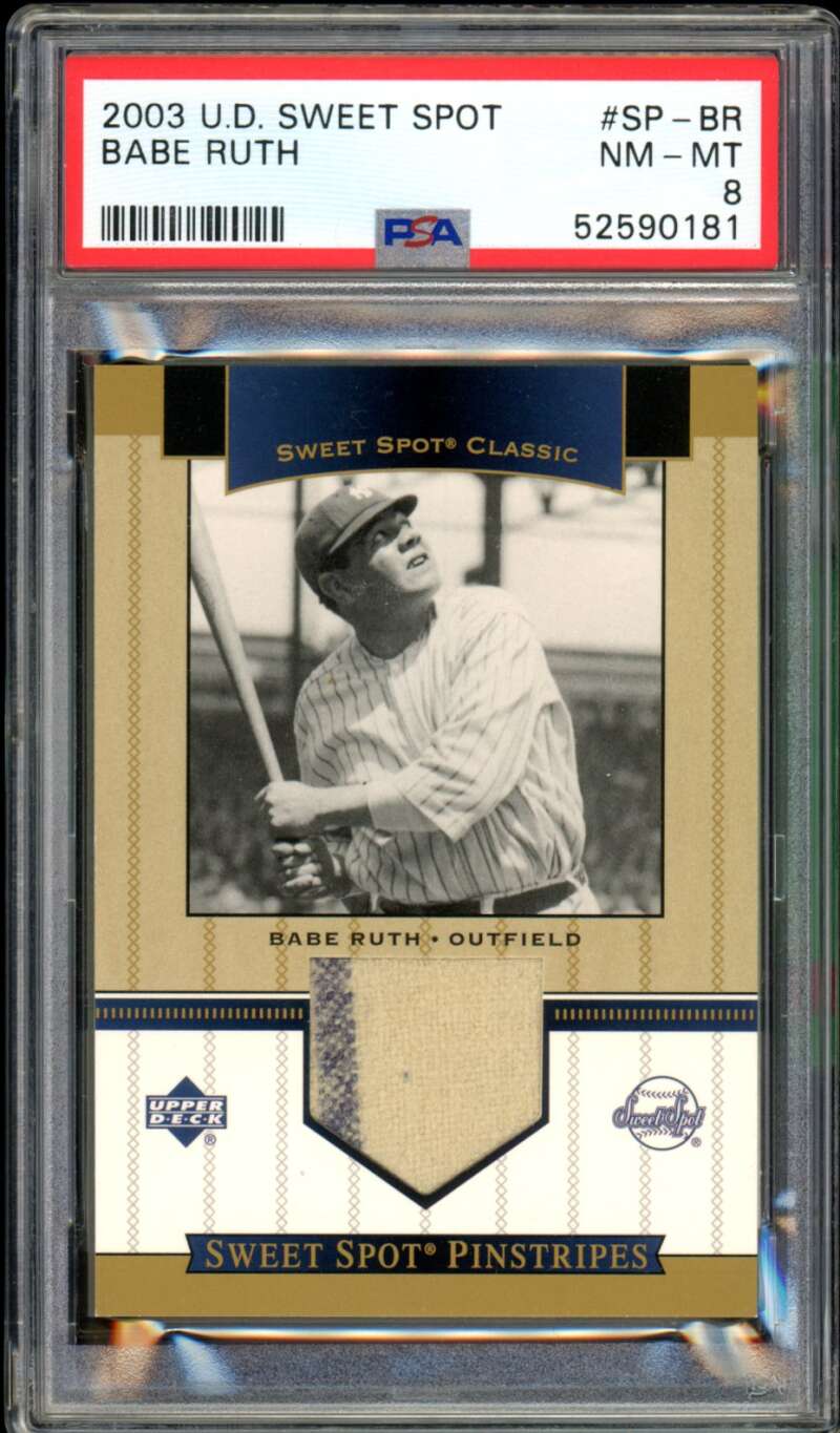 Babe Ruth Card 2003 Upper Deck Sweet Spot (pop 4) #SP-BR PSA 8 Image 1