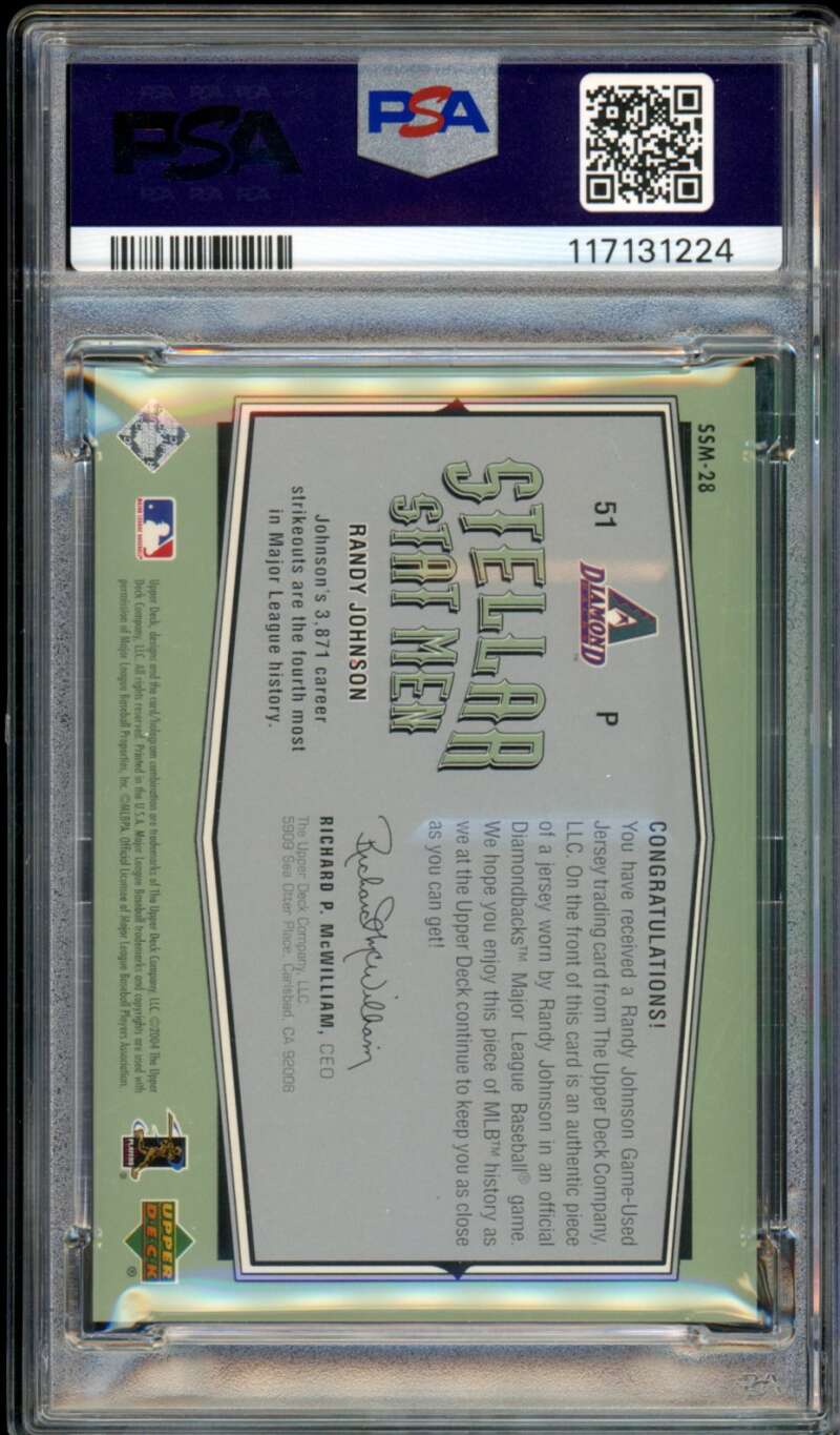 Randy Johnson 2004 Upper Deck Vintage Stellar Stat Jersey (pop 1) #Ssm-28 PSA 9 Image 2