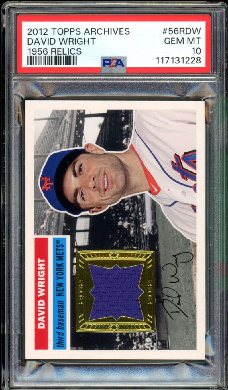 David Wright Card 2012 Topps Archives 1956 Relics (pop 1) #56Rdw PSA 10 Image 1