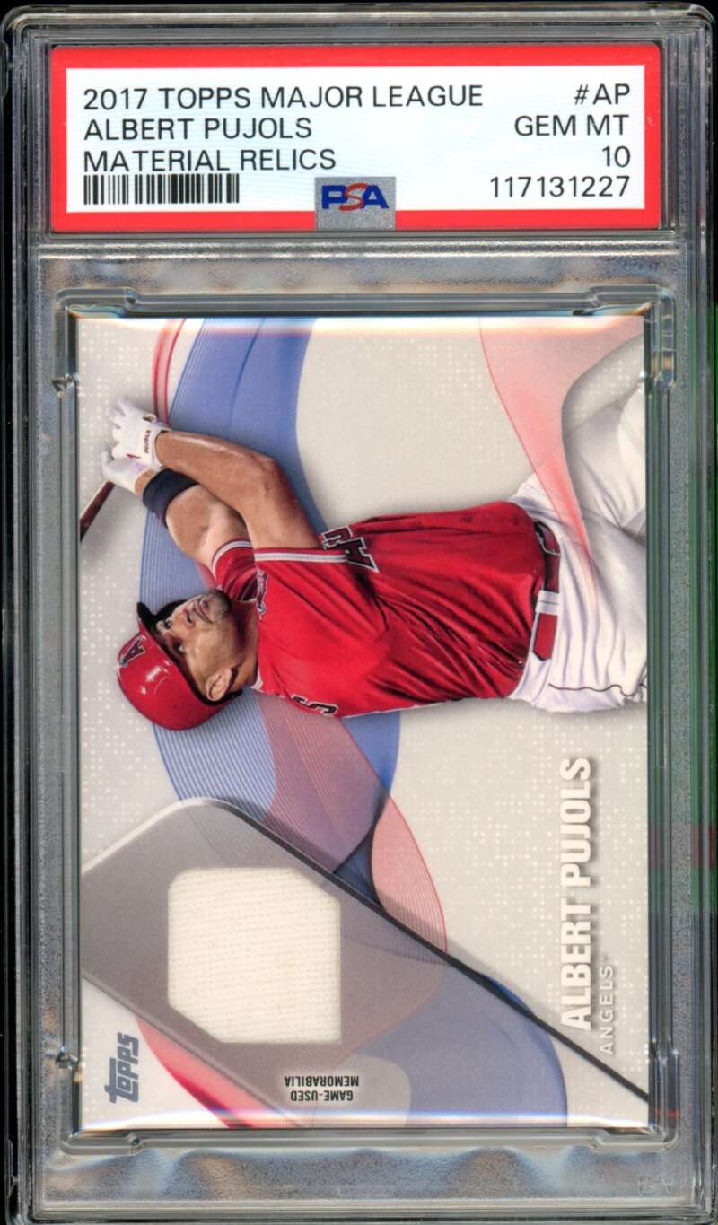 Albert Pujols Card 2017 Topps Major League Materials Relics (pop 2) #AP PSA 10 Image 1