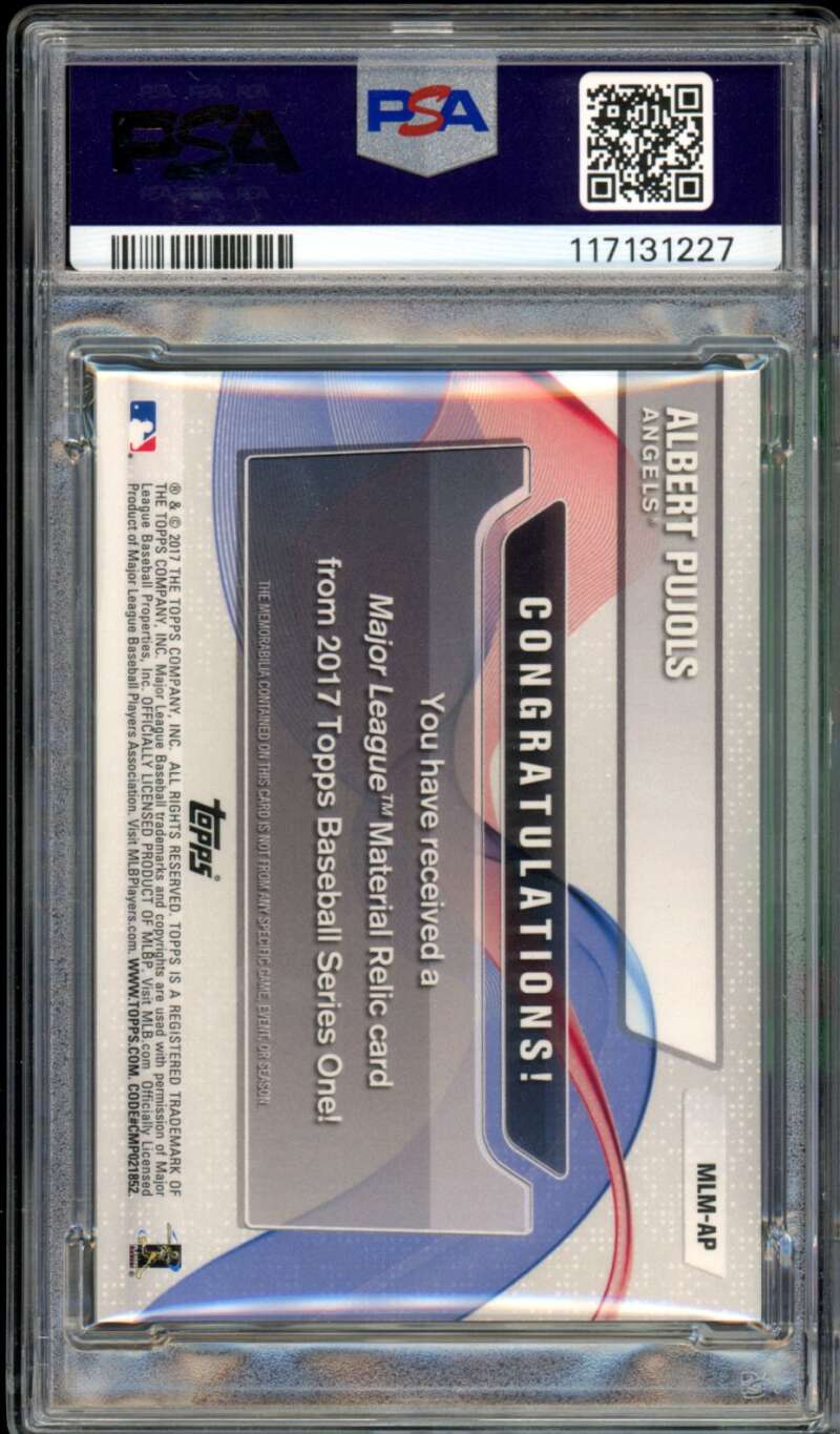 Albert Pujols Card 2017 Topps Major League Materials Relics (pop 2) #AP PSA 10 Image 2