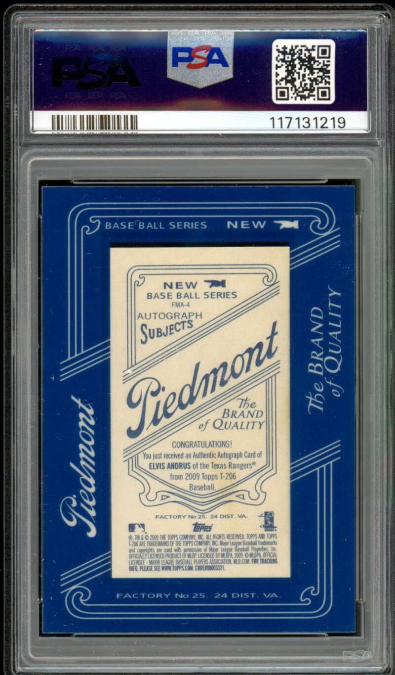Elvis Andrus Rookie 2009 Topps 206 Mini Framed Autograph (pop 3) #FMA4 PSA 9 Image 2