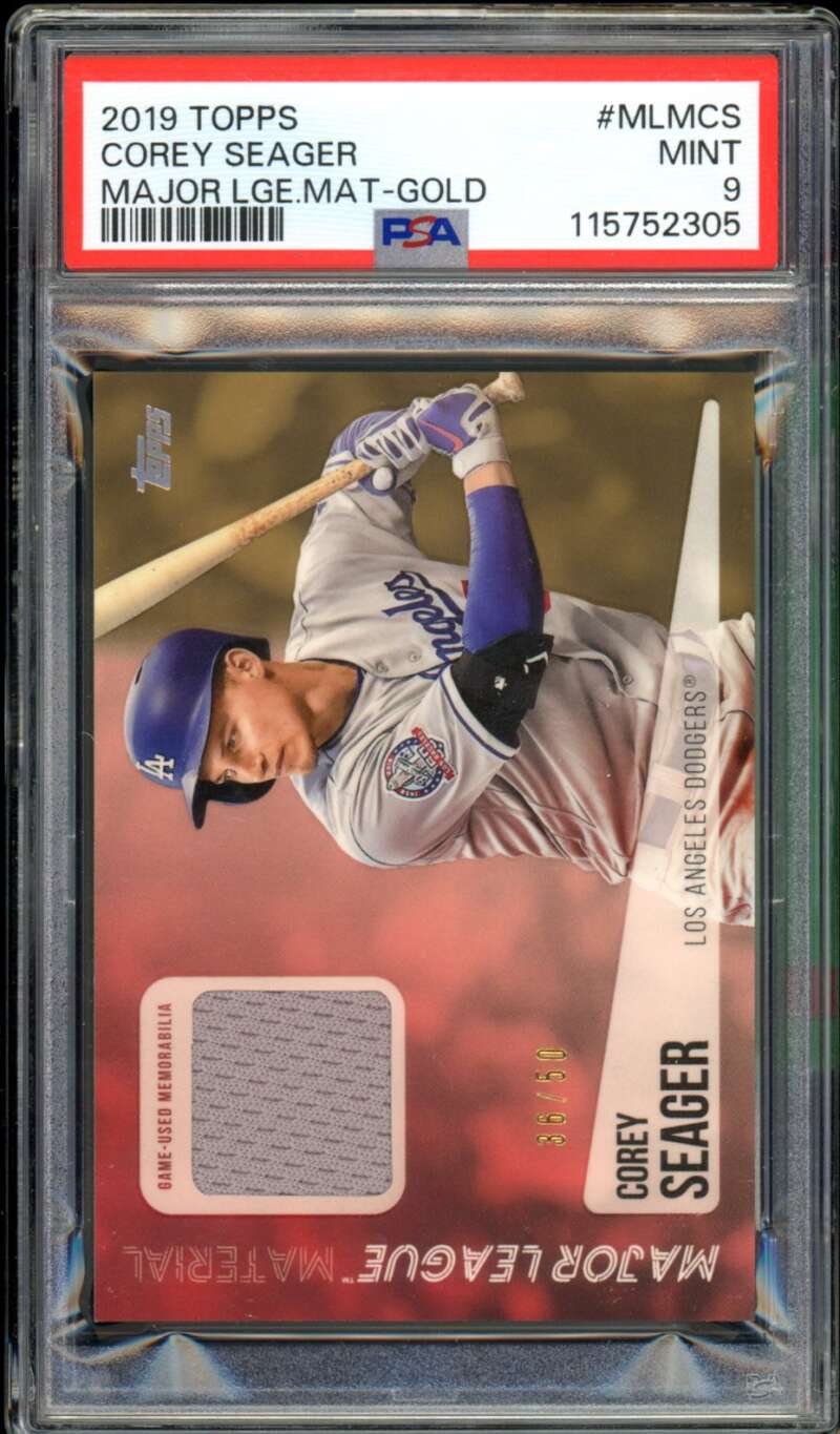 Corey Seager 2019 Topps Major League Materials Gold (pop 2) (36/50) #MLMCS PSA 9 Image 1