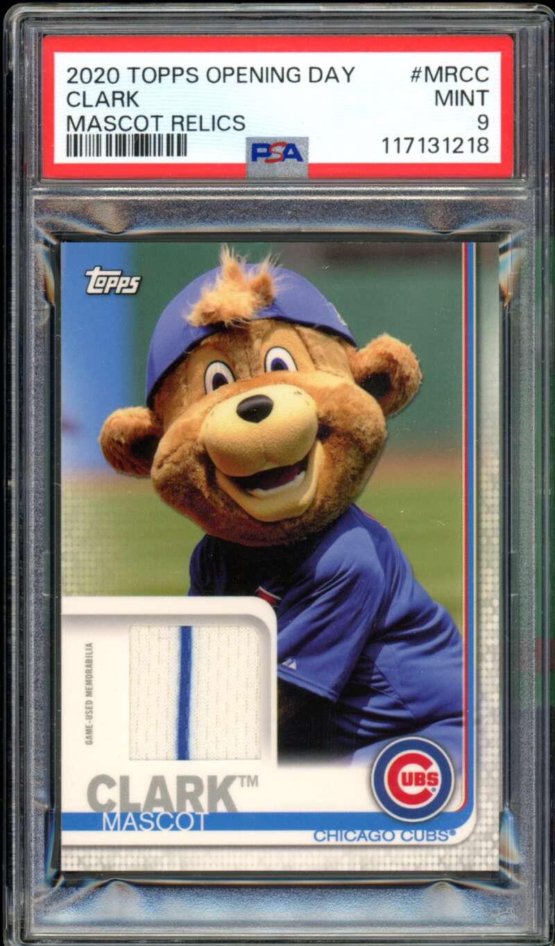 Clark Mascot Relics Card 2020 Topps Opening Day (pop 1) #MRCC PSA 9 Image 1