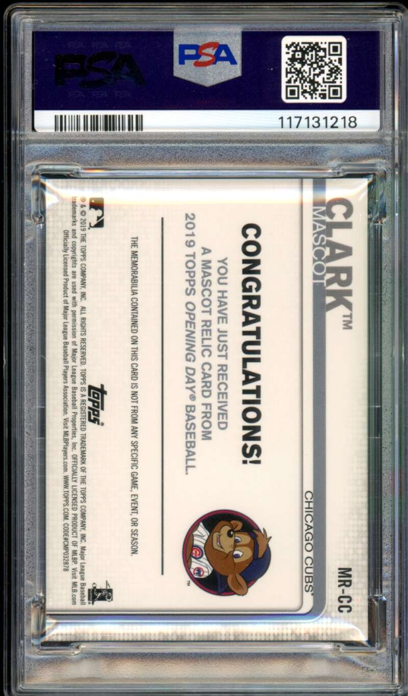 Clark Mascot Relics Card 2020 Topps Opening Day (pop 1) #MRCC PSA 9 Image 2