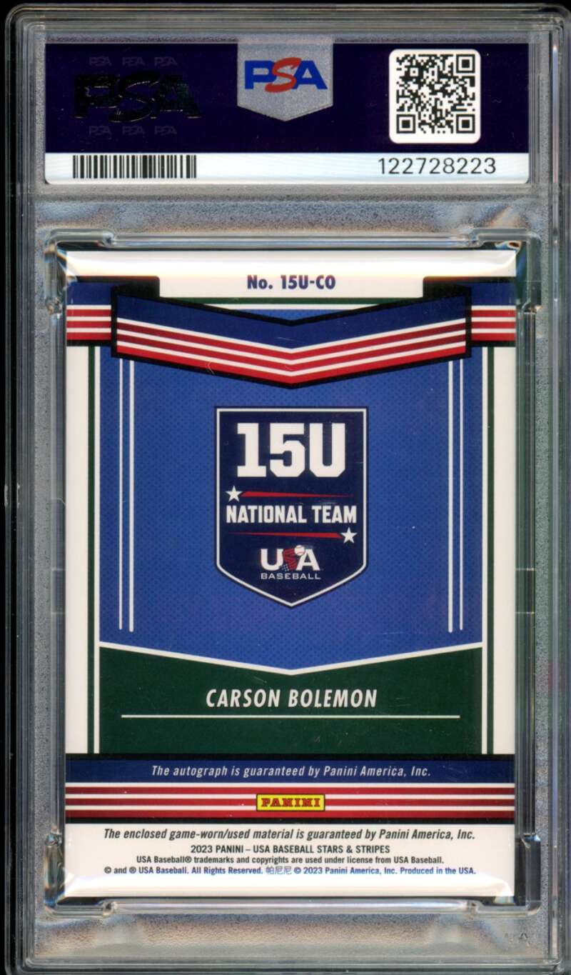 Carson Bolemon Rookie Card 2023 Stars And Stripes USA (pop 2) #15UCO PSA 9 Image 2