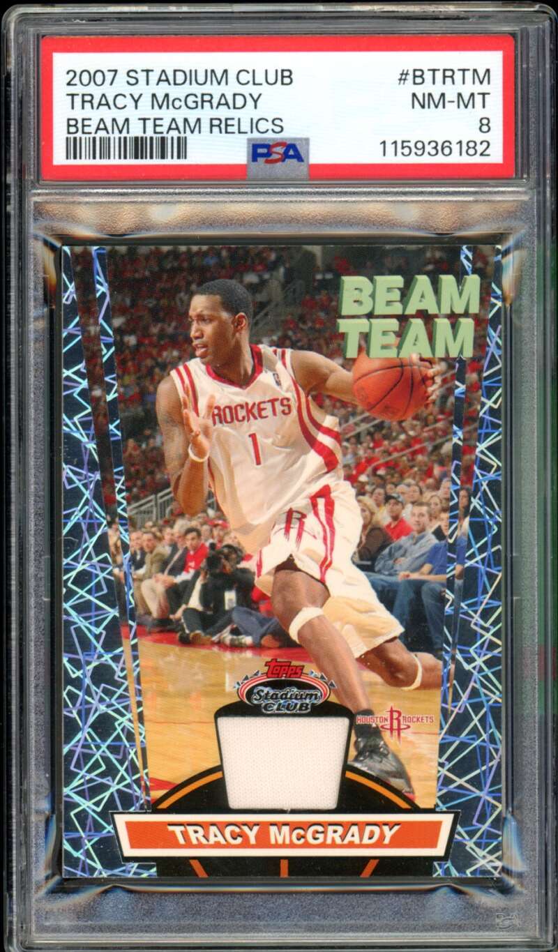 Tracy McGrady Card 2007-08 Stadium Club Beam Team Relics #BTRTM PSA 8 Image 1