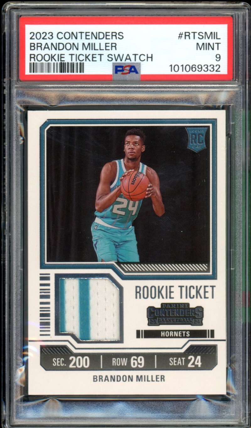 Brandon Miller Rookie Card 2023-24 Contenders Rookie Ticket Swatch #Rtsmil PSA 9 Image 1