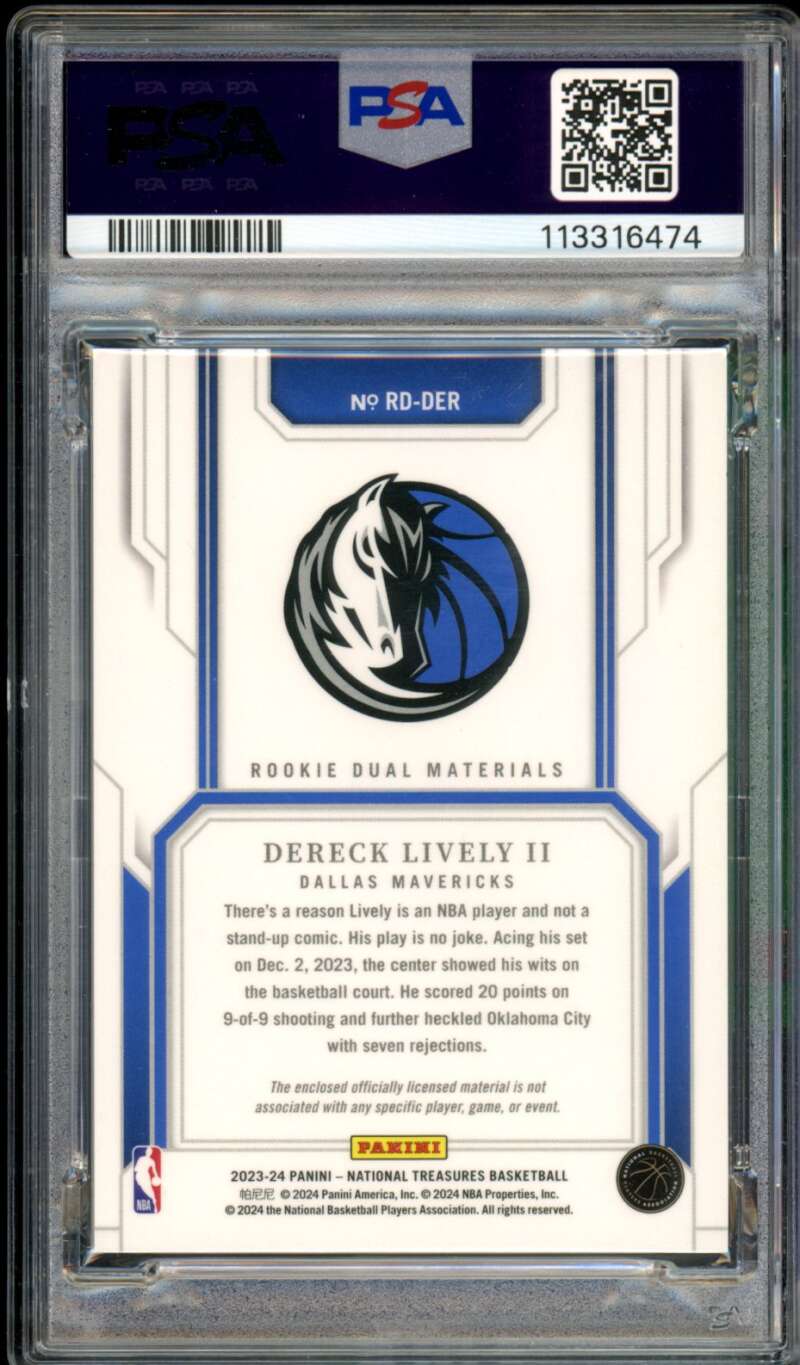 Dereck Lively II Rookie Card 2023-24 National Treasures #Der PSA 8 Image 2