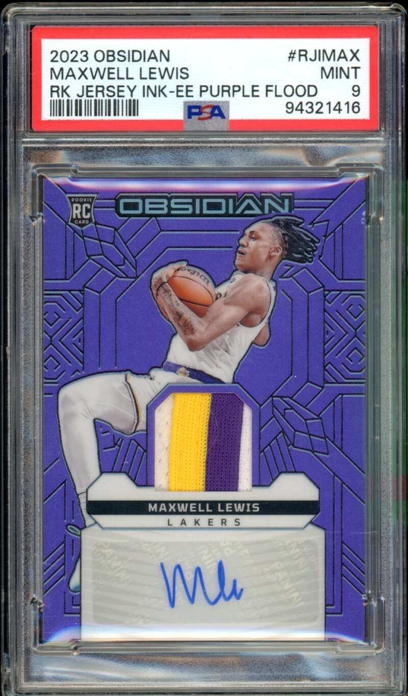 Maxwell Lewis Rookie Card 2023-24 Obsidian Jersey Purple Flood #Rjimax PSA 9 Image 1