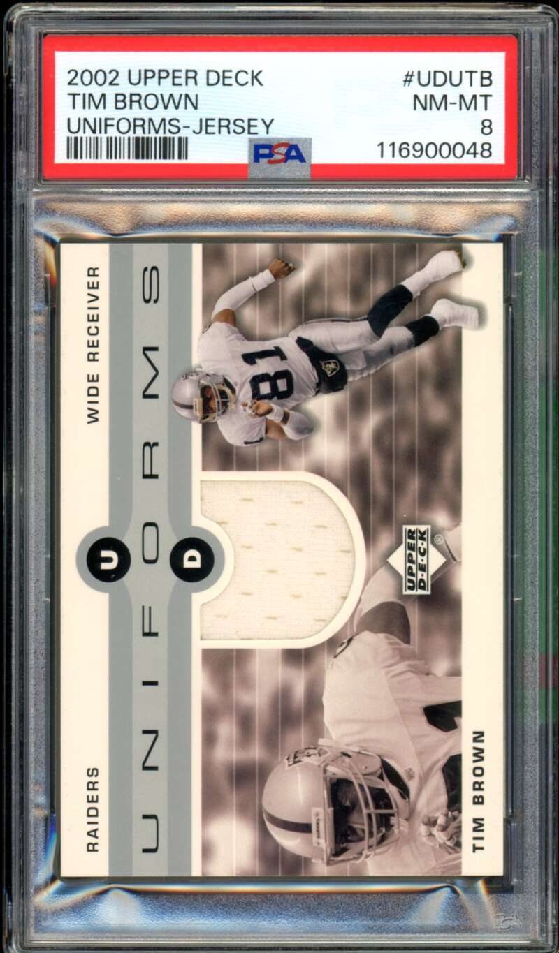 Tim Brown Card 2002 Upper Deck Uniforms Jersey #Udutb PSA 8 Image 1