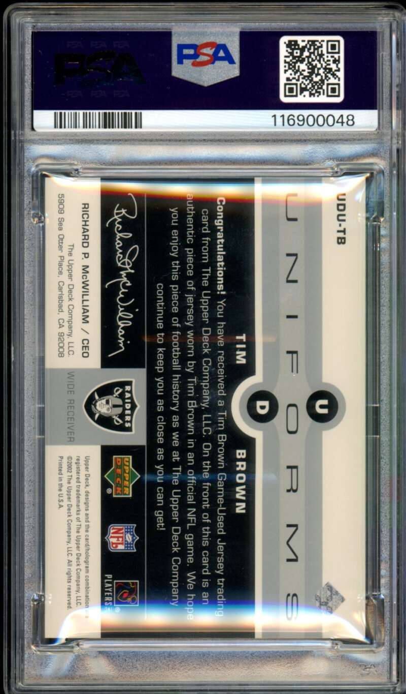 Tim Brown Card 2002 Upper Deck Uniforms Jersey #Udutb PSA 8 Image 2