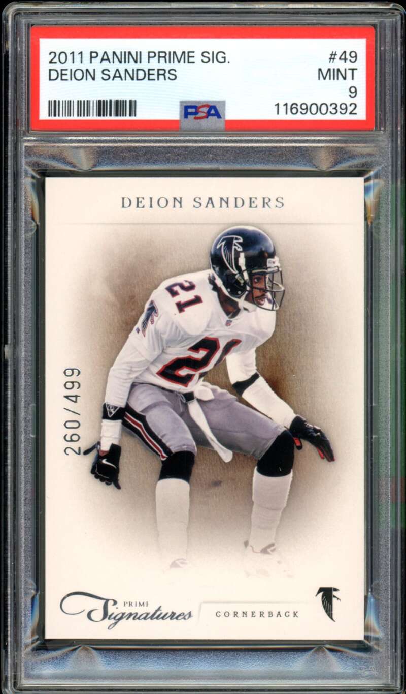 Deion Sanders Card 2011 Panini Prime Sig. (pop 2) #49 PSA 9 Image 1